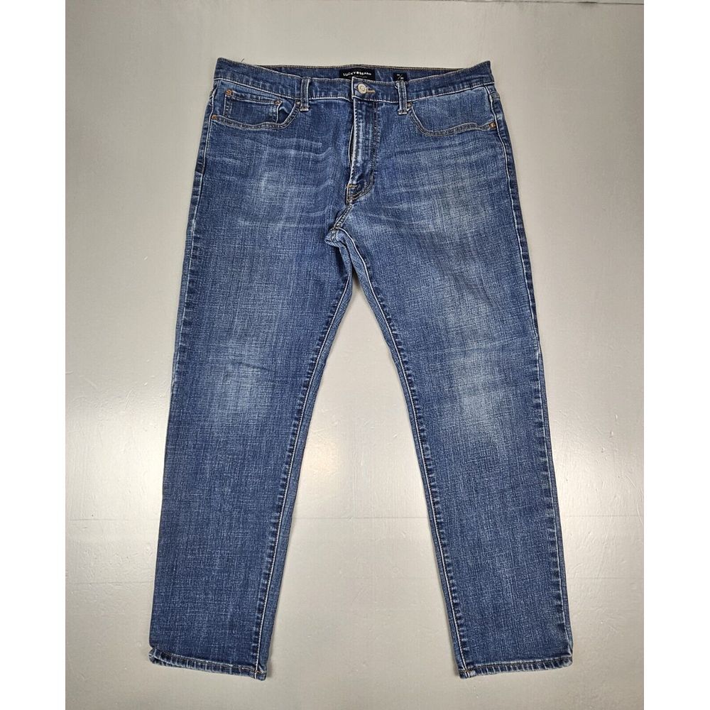 Lucky Brand Jeans Mens 33x30 121 Slim‎ Straight  Dark Blue Wash Denim.